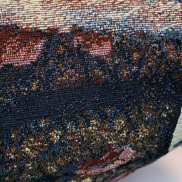 Vintage Spring Tapestry Throw Pillow With Floral & Rustic Design Watering Can - Picture 7 of 8